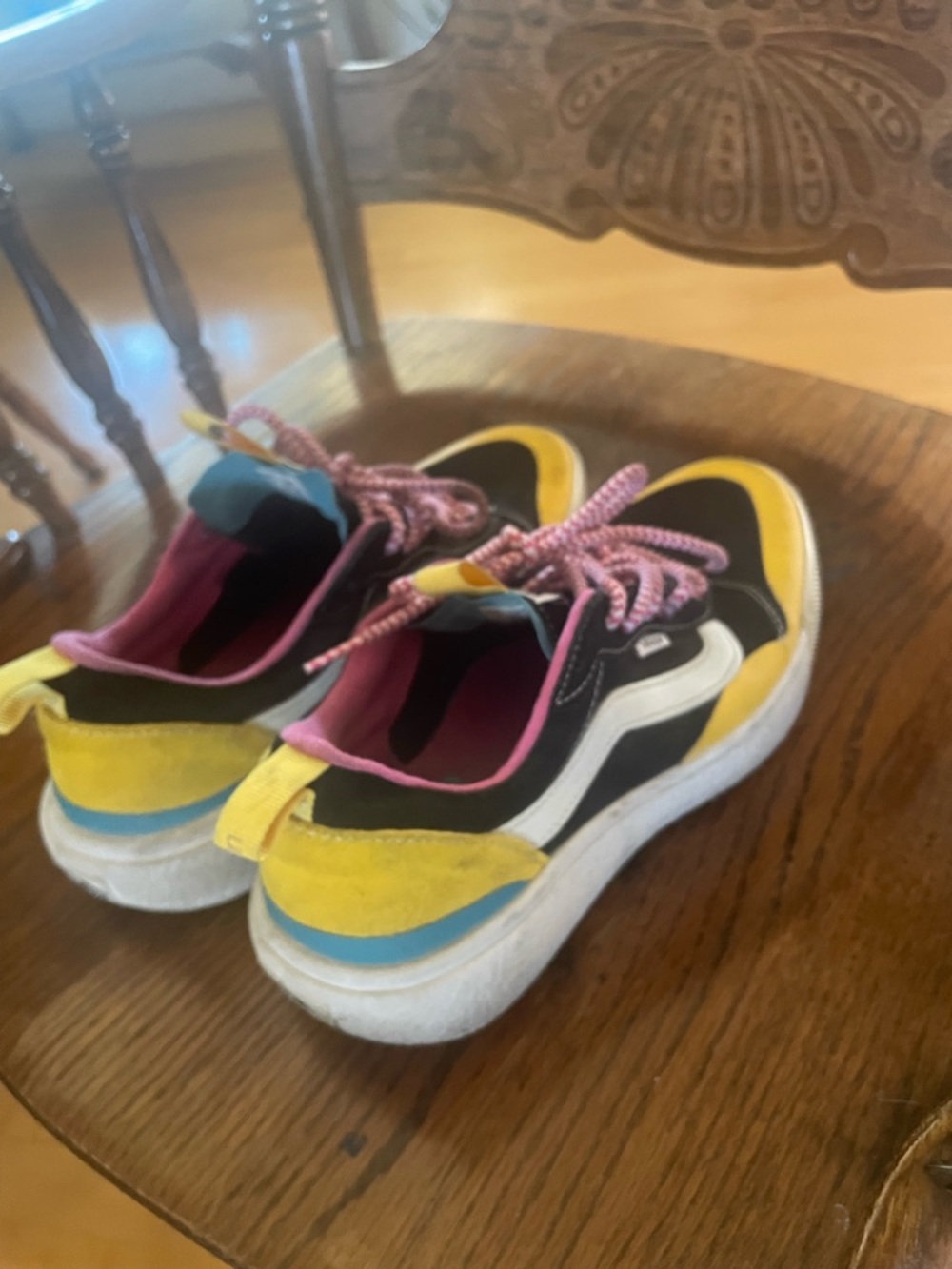 Vans Multicolor Youth Skate Sneakers in Yellow, Black & Pink